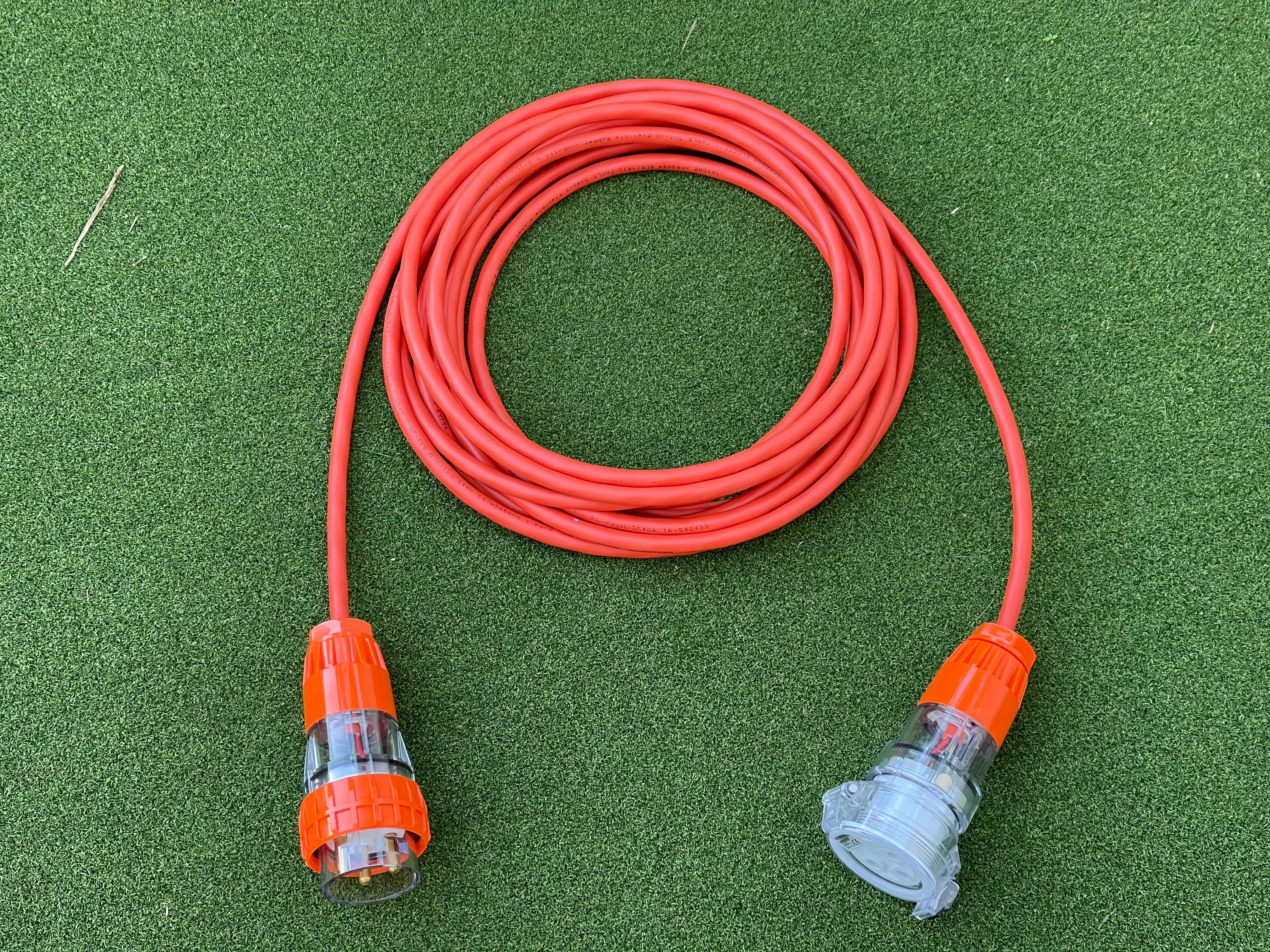 32A industrial extension lead 10m Tricab rubber cable IP66 plug and socket