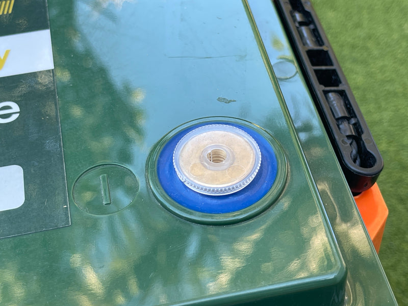 12.8V lithium battery terminal detail for marine and off-grid installation