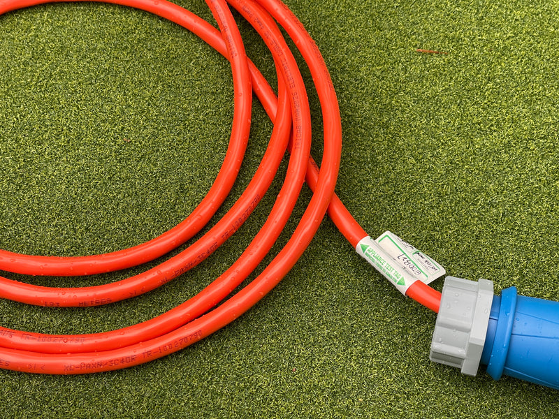 Kiwivolt 32A Industrial European Style extension lead cable detail with test tag