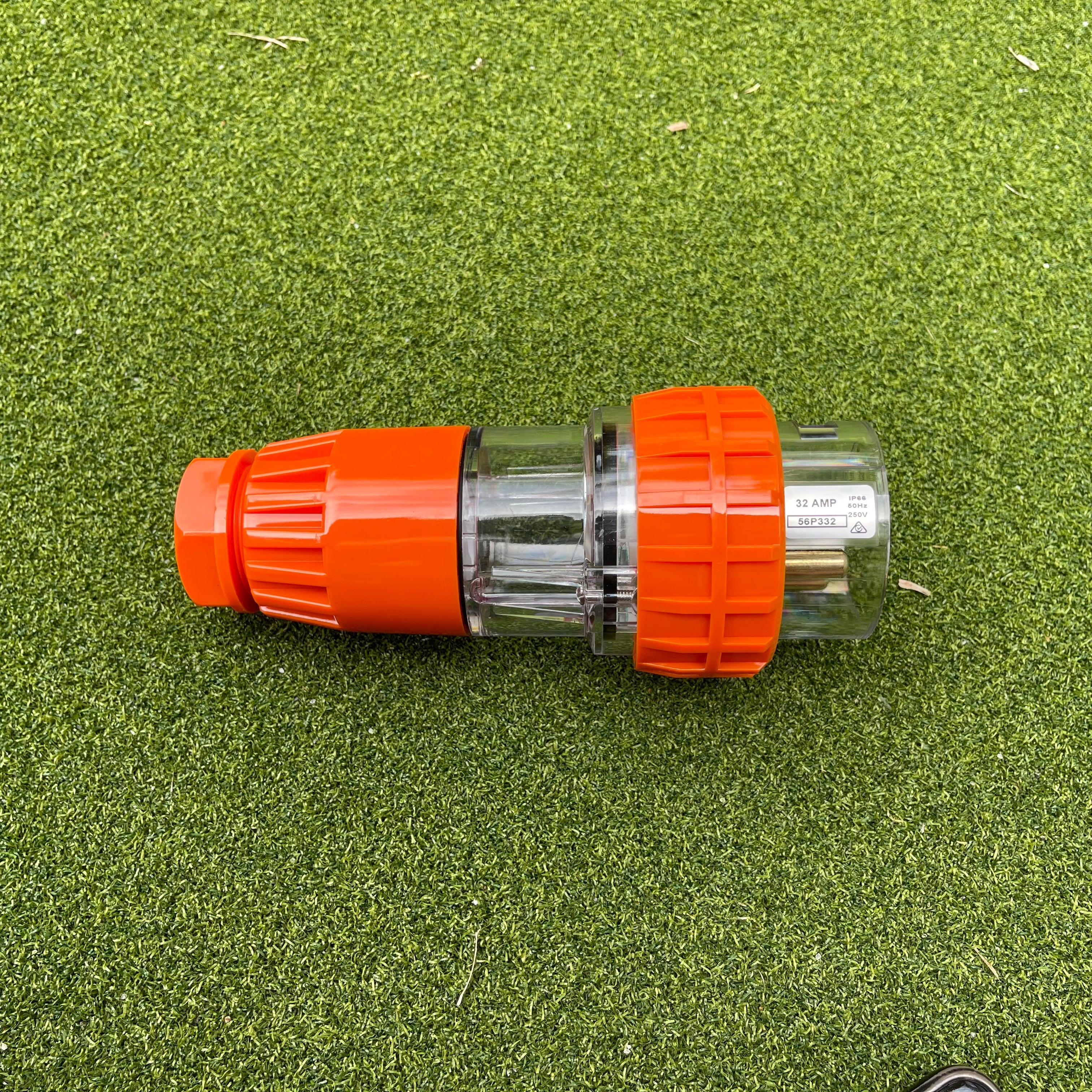 Kiwivolt 56P332 and 56PA332 32A 250V 3 pin single phase IP66 industrial plug main image for New Zealand worksites, generators, food trailers and industrial power systems