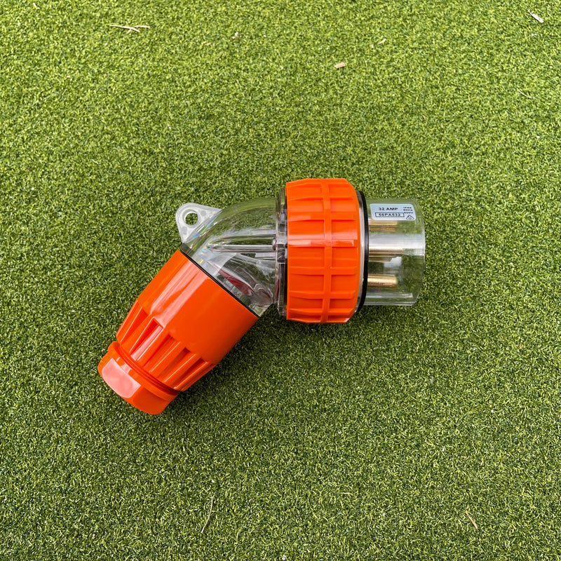 Kiwivolt 56PA532 32A 500V 5 Pin 3 Phase IP66 Angled Industrial Plug detail image 2 for New Zealand worksites, generators, food trailers and industrial power systems