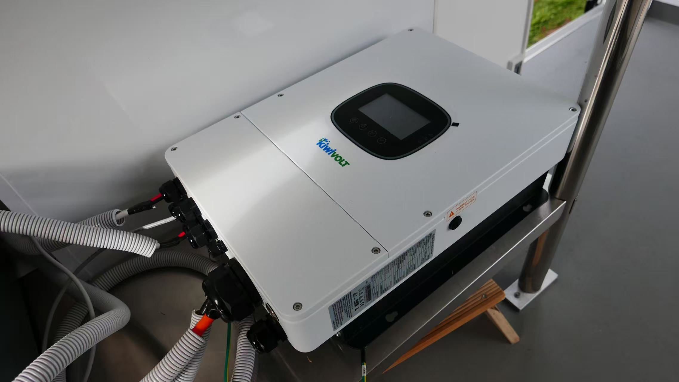 Kiwivolt hybrid inverter installed inside a commercial food trailer