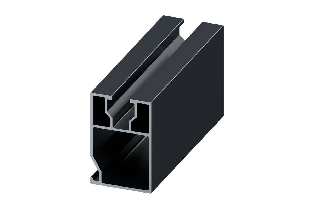 CAD detail of the KSENG R121 solar mounting rail cross-section and connection channels